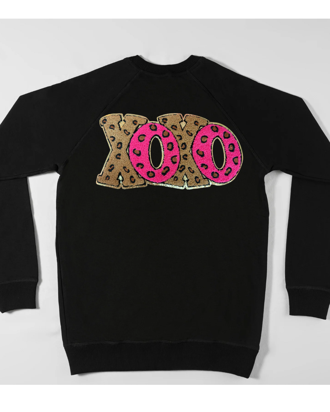 Leopard Print XOXO Patch Crew