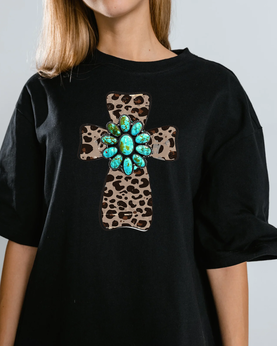 Leopard Cross/Turquoise Stone
