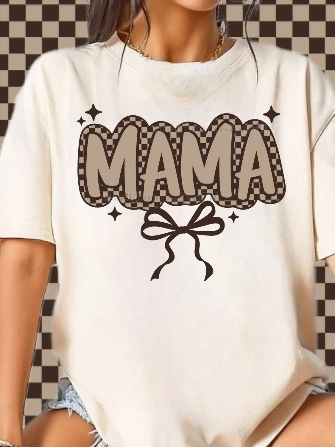 Mama Checkered Tshirt