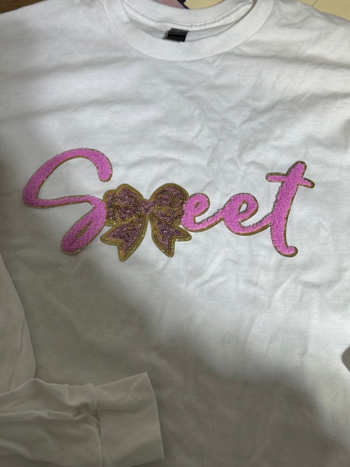 Sweet Sequin Patch Crew Sweater
