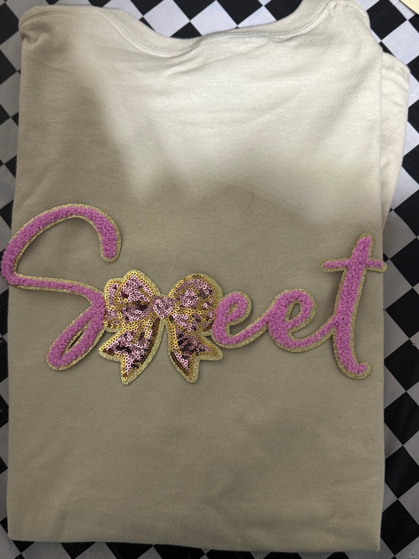 Sweet Sequin Patch Crew Sweater