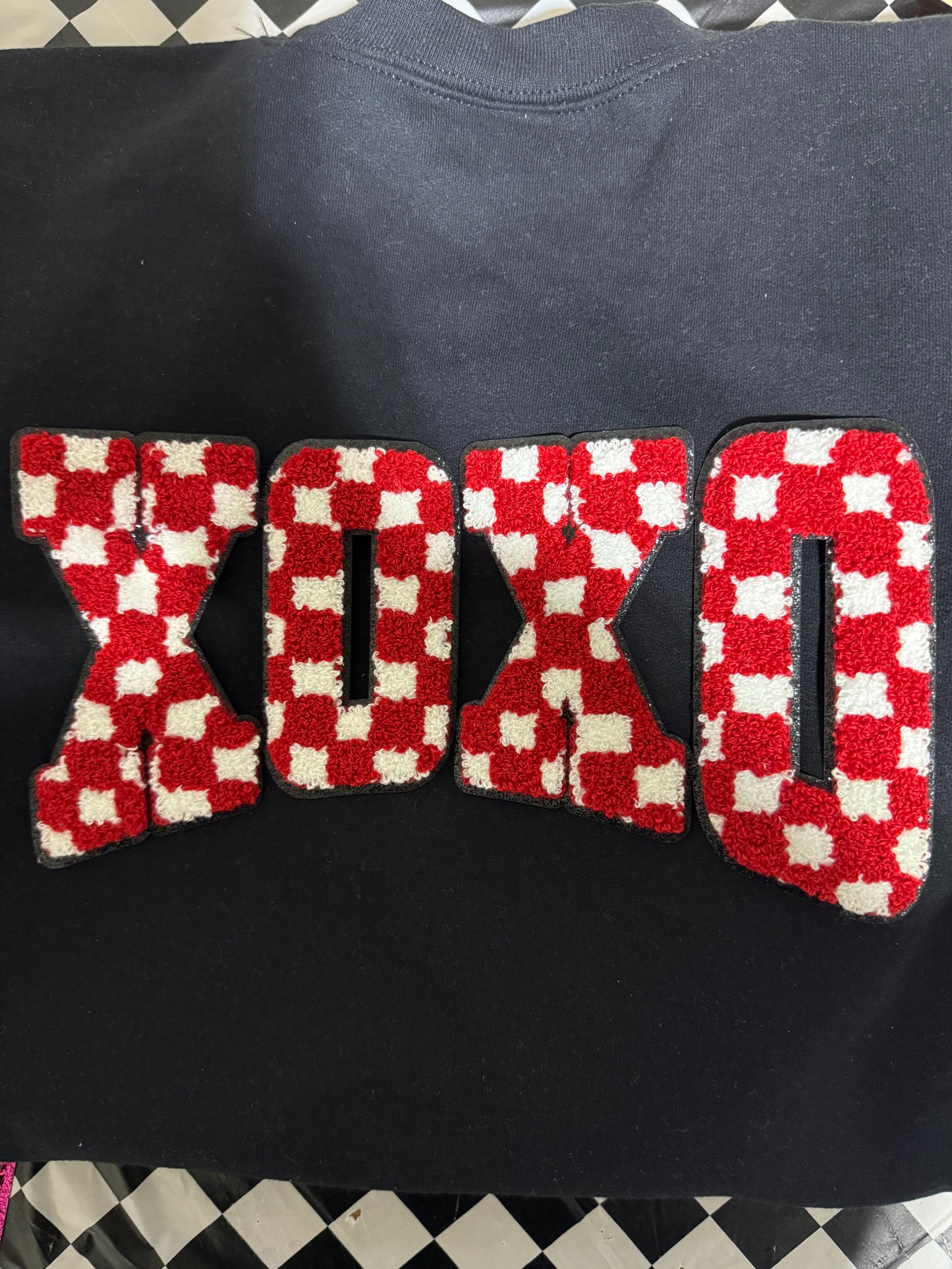 CHECKERED XOXO: Crew Sweater