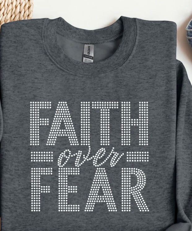 Faith Over Fear Rhinestone Design TSHIRT