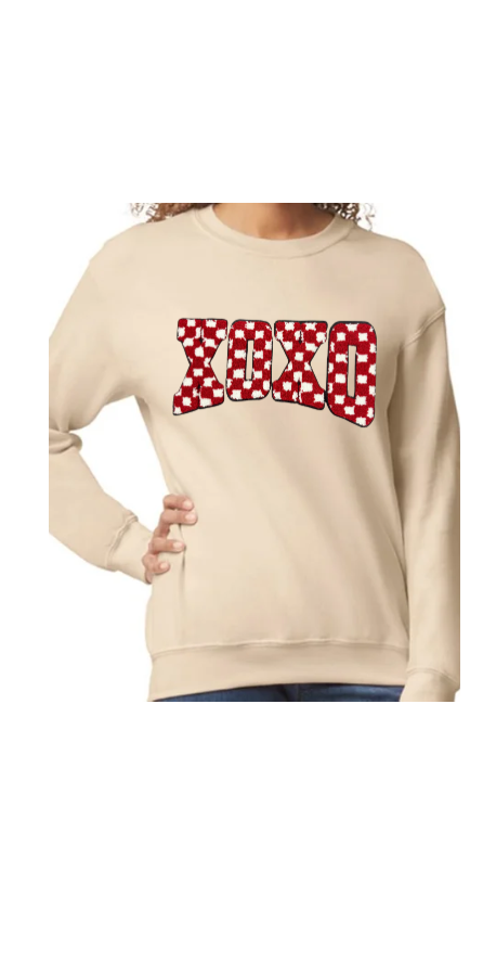 CHECKERED XOXO: Crew Sweater