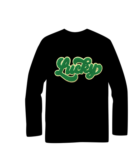 Lucky Chenille Patch Crew Sweater