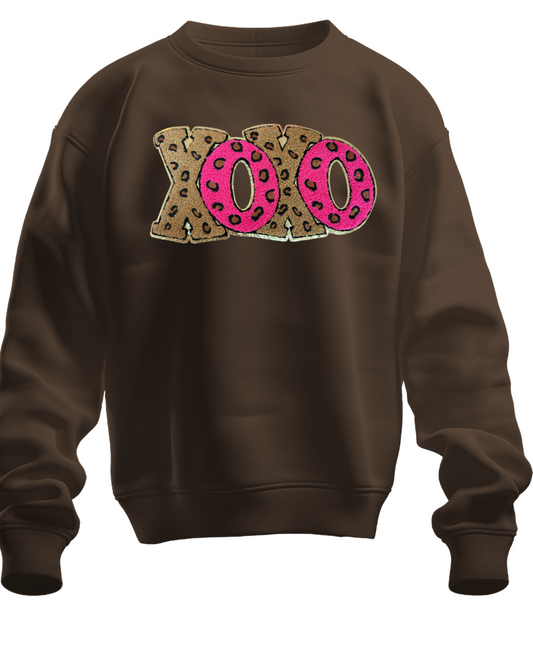 Leopard Print XOXO Patch Crew