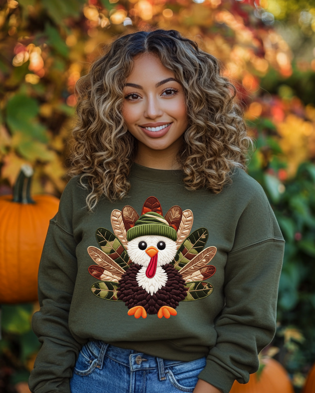 Turkey with Camo Hat