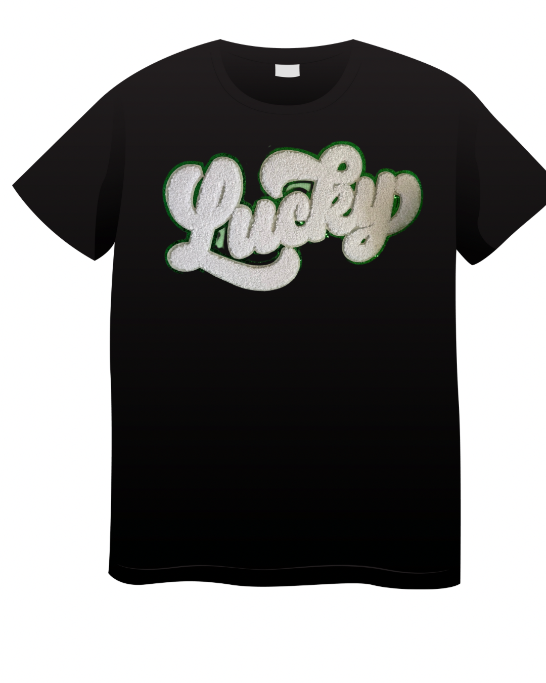 White Lucky Chenille Patch Tshirt