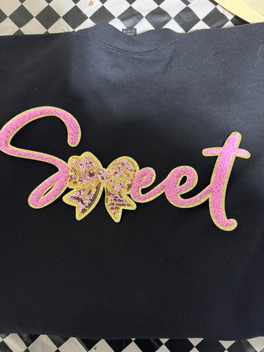 Sweet Sequin Patch Crew Sweater